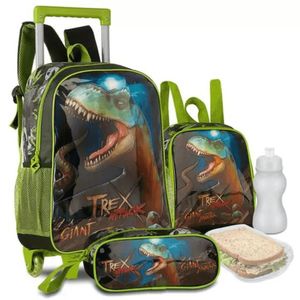 Kit Mochila De Carrinho T-rex Clio - Mochila + Estojo + Lancheira