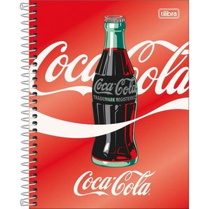 Caderno Colegial Coca-cola Tilibra Capa Dura Espiral - 10 Matérias 160 Folhas Garrafa Fundo Vermelho