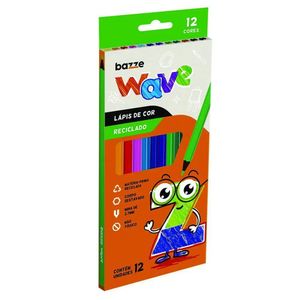 Lápis De Cor Wave Reciclado Bazze - 12 Cores