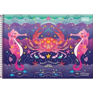 Caderno De Desenho Bubble Tilibra Capa Dura Espiral - 80 Folhas Lets Make Some