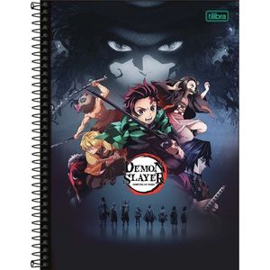 Caderno Universitário Demon Slayer Tilibra Capa Dura Espiral - 10 Matérias 160 Folhas Espada