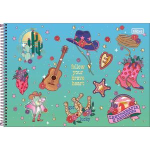 Caderno De Desenho West Girl Tilibra - 80 Folhas Verde