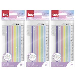 Kit Marca Texto De Linhas Autoadesivo Pastel Tris - 6x20 Folhas C- 3 Blocos
