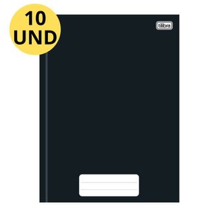 Kit C- 10 Caderno Universitário Pepper Preto Tilibra Capa Dura Brochura - 80fls