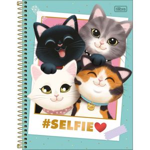Caderno Universitário Purrfect Cats Tilibra Capa Dura Espiral - 10 Matérias 160 Folhas Verde