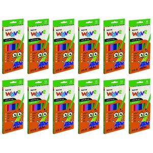 Kit C- 12 Lápis De Cor Wave Reciclado Bazze - 12 Cores