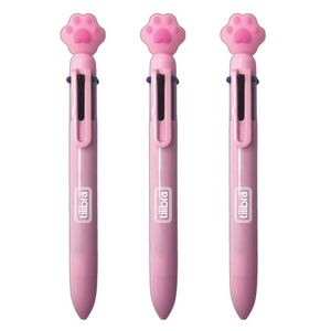 Kit Caneta Esferográfica Patinha Purrfect Tilibra - 6 Cores C- 3 Unidades