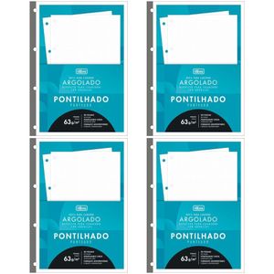 Kit C- 4 Refil Tiliflex Pontilhado P- Caderno Argolado Universitário Académie Tilibra - 80 Folhas