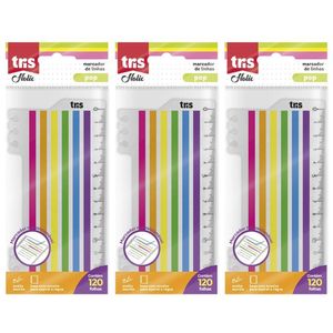 Kit Marca Texto De Linhas Autoadesivo Neon Tris - 6x20 Folhas C- 3 Blocos