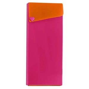 Estojo Plástico Escolar Dello - Collor Pink E Laranja