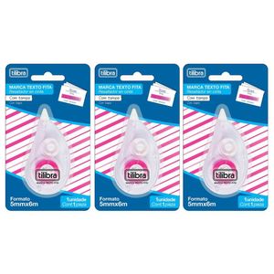 Kit Marca Texto Em Fita Rosa Tilibra - 5mmx6m C- 3 Unidades