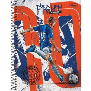 Caderno Universitário Do It! Tilibra Capa Dura Espiral - 10 Matérias 160 Folhas Futebol