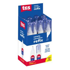 Caixa Caneta Corretiva Refix Tris - 7ml C- 12 Unidades