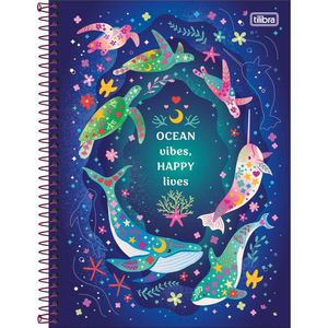 Caderno Universitário Bubble Tilibra Capa Dura Espiral - 1 Matéria 80 Folhas Ocean Vibes