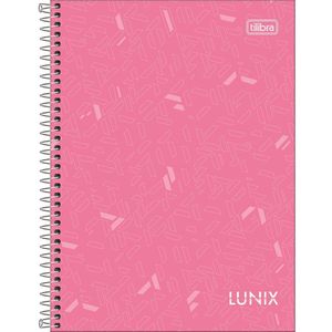 Caderno Colegial Lunix Tilibra Capa Dura Espiral - 10 Matérias 160 Folhas Rosa Claro