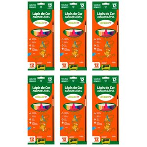Pacote Lápis De Cor Aquarelável Leonora - 12 Cores + 1 Apontador C- 6 Unidades