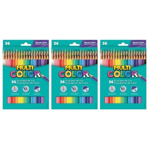 Kit C- 3 Lápis De Cor Multicolor - 36 Cores