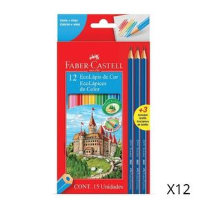 Pacote Lápis De Cor Faber Castell - 12 Cores + 3 Lápis Preto C- 12 Unidades