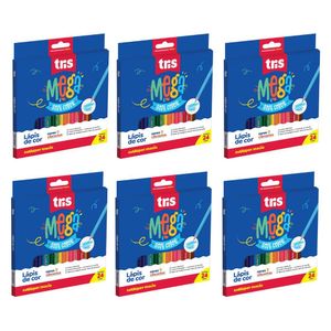Pacote Lápis De Cor Tris Mega Soft Color - 24 Cores C- 6 Unidades