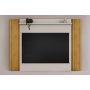 Rack Bancada C/ Painel P/ Tv Até 55 Pol Trend Ripado Extensível 108x150cm Cedro/bali - Dj Móveis