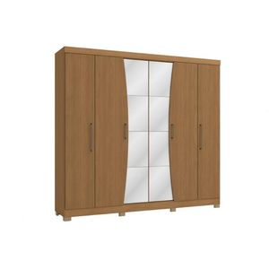 Guarda Roupa 6 Portas (2 C- Espelho) E 3 Gavetas C- Pés Cb1pm556 Canela - Kappesberg
