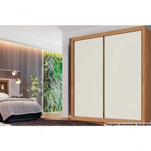 Guarda Roupa Casal 2 Portas De Correr E 4 Gavetas Zurique Amêndoa-off White - Europa