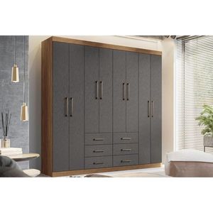 Guarda Roupa 8 Portas E 6 Gavetas Liverpool 8.6 Jatobá-grafite - Santos Andirá