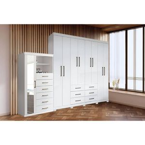 Guarda Roupa 2 Peças (1guardaroupa+1cômoda) Qc139 Branco - Santos Andirá