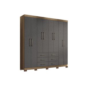 Guarda Roupa 8 Portas E 6 Gavetas C- Pés Liverpool Jatobá-grafite - Santos Andirá