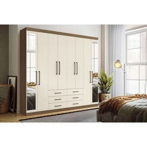 Guarda Roupa 8 Portas (2 C- Espelho) E 6 Gavetas Master 8.6 Jatobá-areia - Santos Andirá