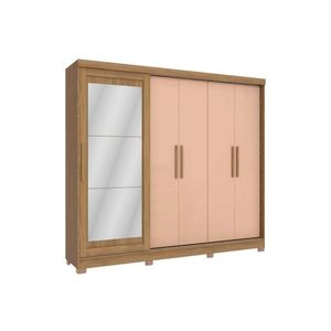 Guarda Roupa 5 Portas (1 C- Espelho) E 4 Gavetas C- Pés Cb01n564 Nogueira-macadamia - Kappesberg