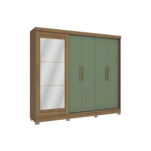 Guarda Roupa 5 Portas (1 C- Espelho) E 4 Gavetas C- Pés Cb01n564 Nogueira-verde - Kappesberg