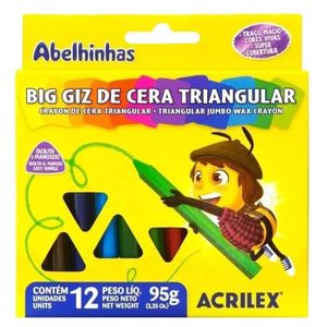 Giz De Cera Jumbo Triangular Acrilex - 12 Cores