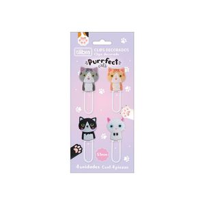 Clips Purrfect Cats Tilibra - C- 4 Unidades