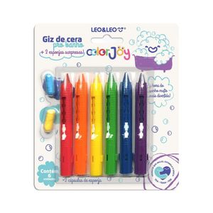 Giz De Cera Retrátil Para Banho Leonora - 6 Cores + 2 Capsulas