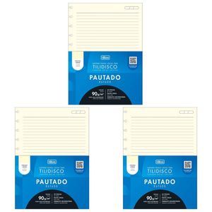 Kit C- 3 Refil Creme Tilidisco Tiliflex 90g-m² Universitário Académie Tilibra - 80 Folhas