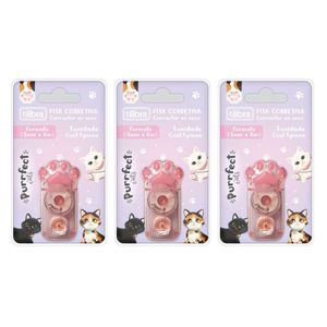 Kit Fita Corretiva Purrfect Cats Tilibra - 6mx5mm C- 3 Unidades