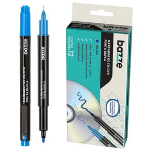 Caixa Marcador Permanente Duplo Bazze - Azul 12 Unidade