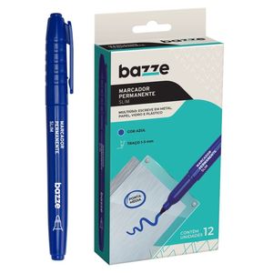 Caixa Marcador Permanente Slim Bazze - Azul 12 Unidade