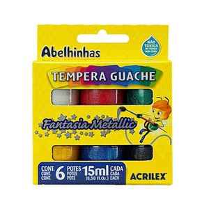 Tinta Guache Fantasia Metallic Acrilex - 6un C-15ml