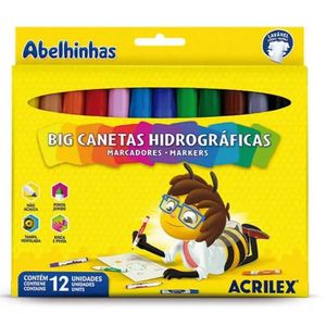 Canetinha Hidrocor Big Ponta Grossa Acrilex - 12 Cores
