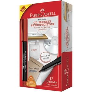 Caixa Marcador Retroprojetor Faber Castell - Vermelho C- 12 Un
