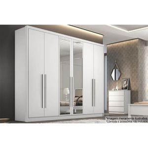 Guarda Roupa Casal 6 Portas E 6 Gavetas C- Espelho Robust-livorno Branco - Novo Horizonte