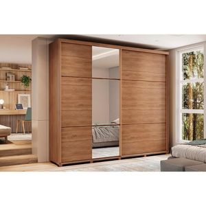 Guarda Roupa Casal 2 Portas De Correr E 6 Gavetas C- Espelho Titan 1173 C- Pés Freijo - Carraro