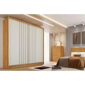 Guarda Roupa Casal 2 Portas De Correr E 4 Gavetas Galati Peroba-off White - Europa