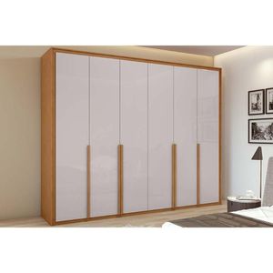 Guarda Roupa 6 Portas E 6 Gavetas Imperatore Amêndoa-off White - Lopas