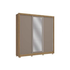 Guarda Roupa 3 Portas De Correr (1 C- Espelho) E 2 Gavetas C- Pés Cb07m570 Flex Nogueira-nogueira Ou Fendi - Kappesberg