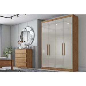 Guarda Roupa 4 Portas E 3 Gavetas Moderni-sevilha Plus Cumaru-fendi - Novo Horizonte