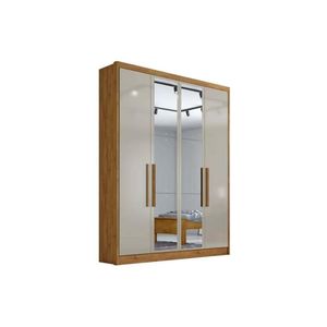 Guarda Roupa 4 Portas (2 C- Espelho) E 3 Gavetas Moderni-sevilha Cumaru-fendi - Novo Horizonte