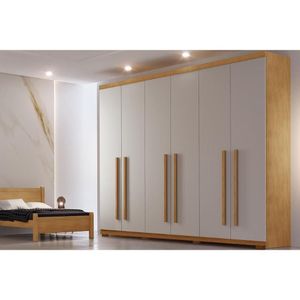 Guarda Roupa 6 Portas E 4 Gavetas C- Pés Bahia Naturale-off White - Rufato